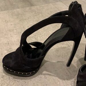 Alexander McQueen Black Suede Platform Heels